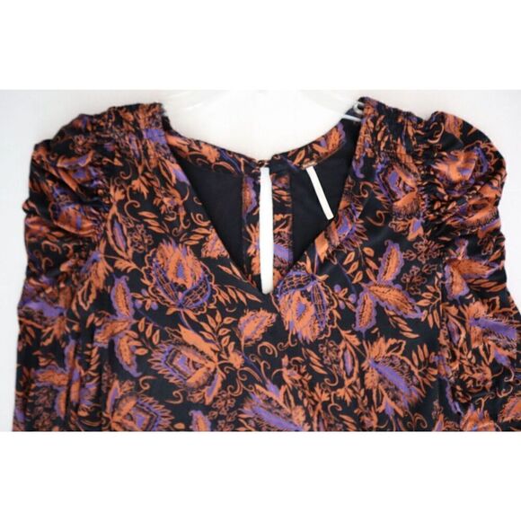 Free People OB1068116 Women's Sz XS Black Floral Print Hello Lover Tunic Top - Picture 6 of 9